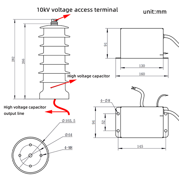 High-Voltage Capacitive Power Harvesting Device Dimensions Dispositivo de recolección de energía capacitiva de alto voltaje