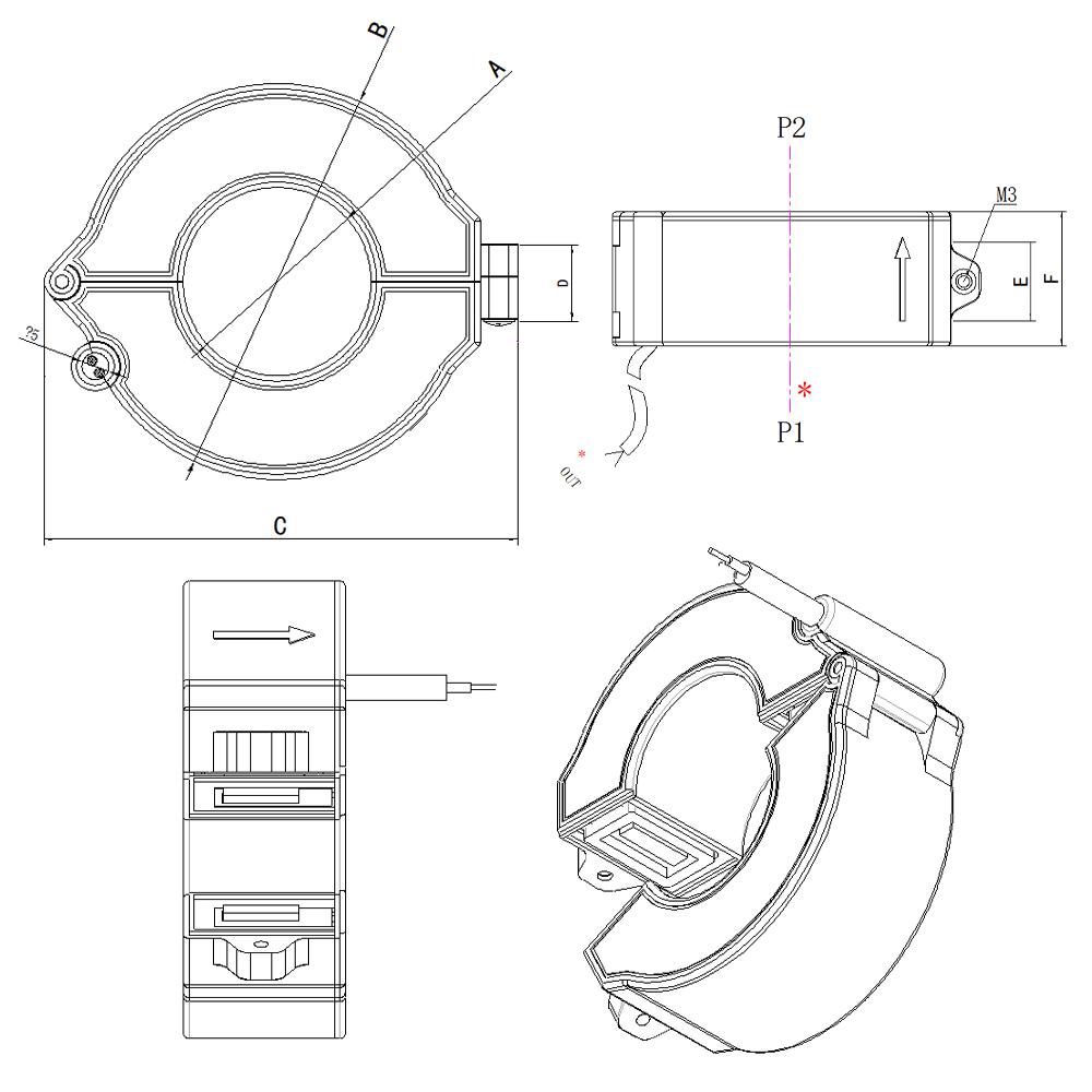 Split-core Type Outdoor Waterproof Current Transformer Transformador actual